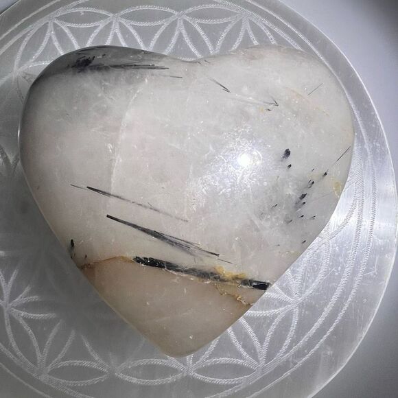 Black Rutilated Quartz Heart Carving (#2) - Picture 6 of 12